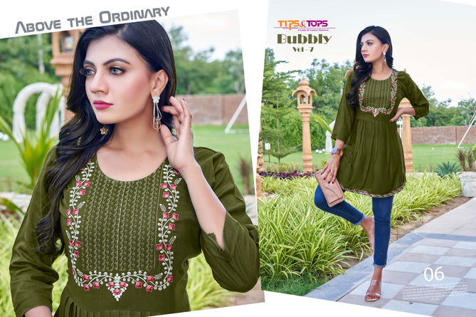 Tips Tops Bubbly 7 Fancy New Stylish Fancy Wear Ladies Long Top Collection